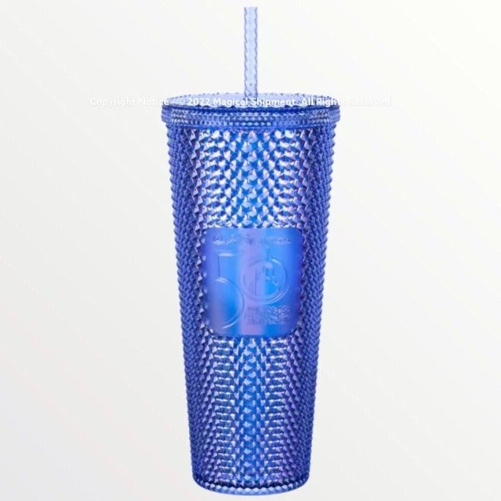 Walt Disney World 50th Anniversary Geometric Starbucks Tumbler with Straw – Blue - Picture 2 of 4